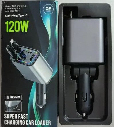 Q9 120W Car Retractable Charger
